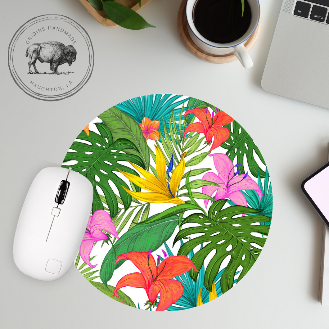 Tropical Flowers Neoprene Mousepad