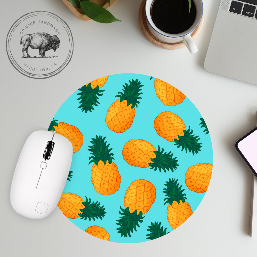 Teal Pineapples Neoprene Mousepad