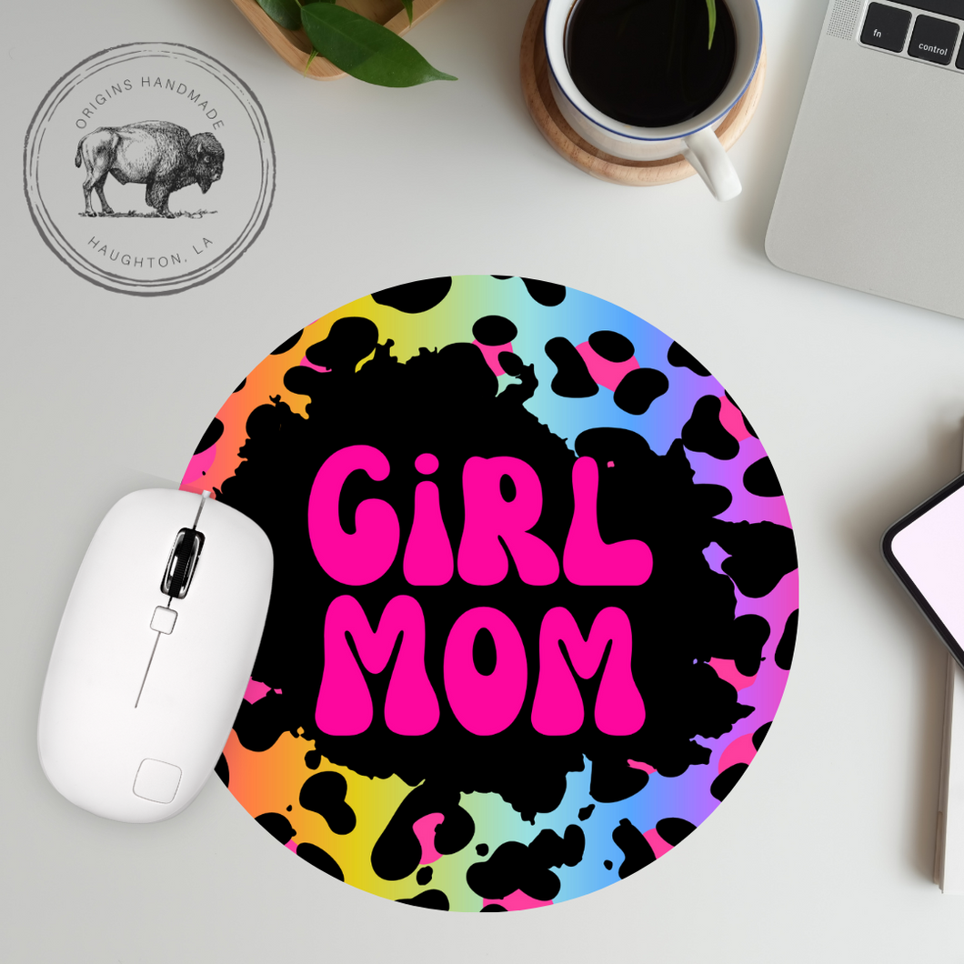 Girl Mom Leopard Neoprene Mousepad