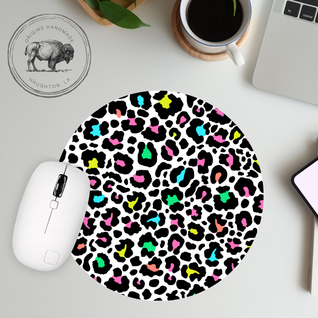 Neon Leopard Neoprene Mousepad