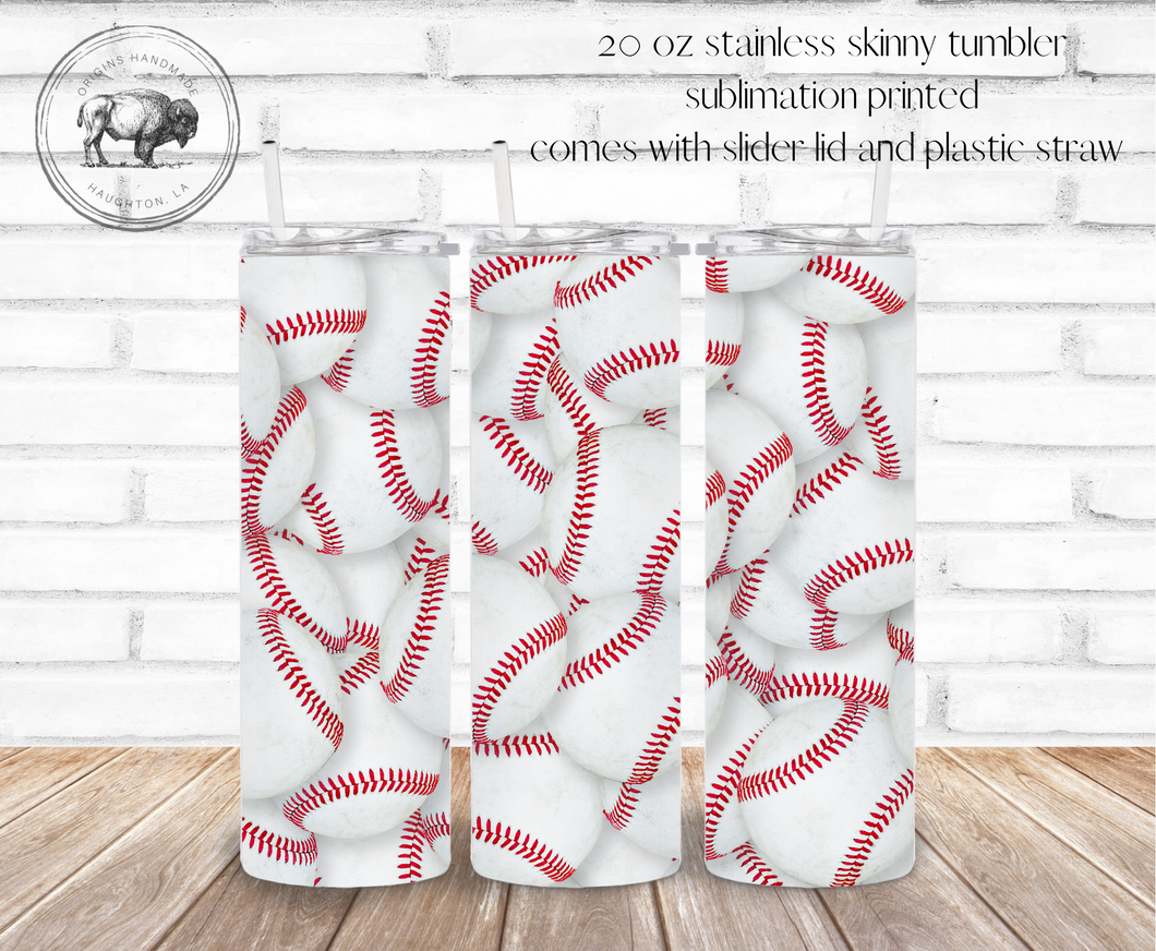 Baseball 20oz Skinny Tumbler *Made to Order*