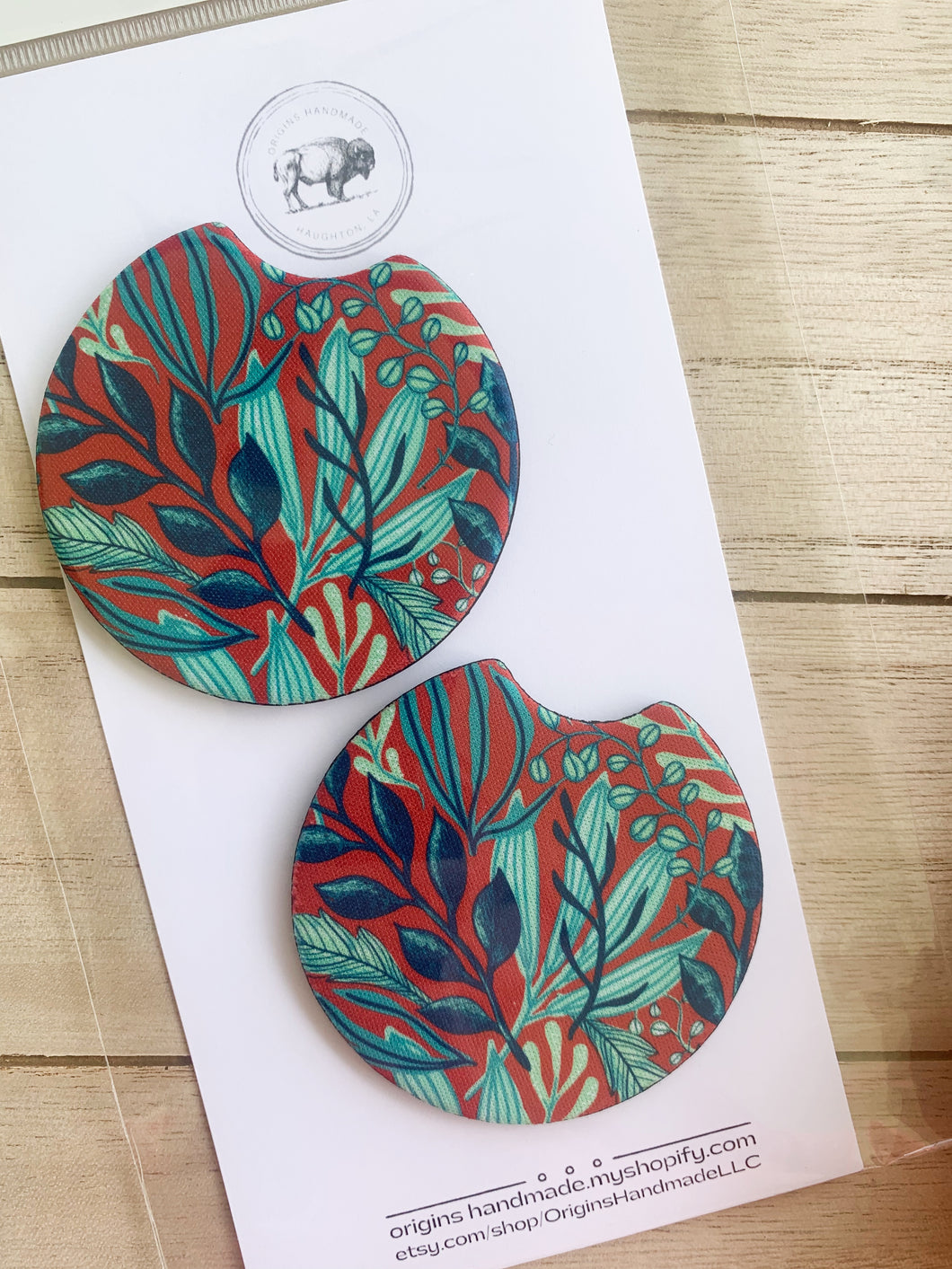 Green Leaves Car Coasters