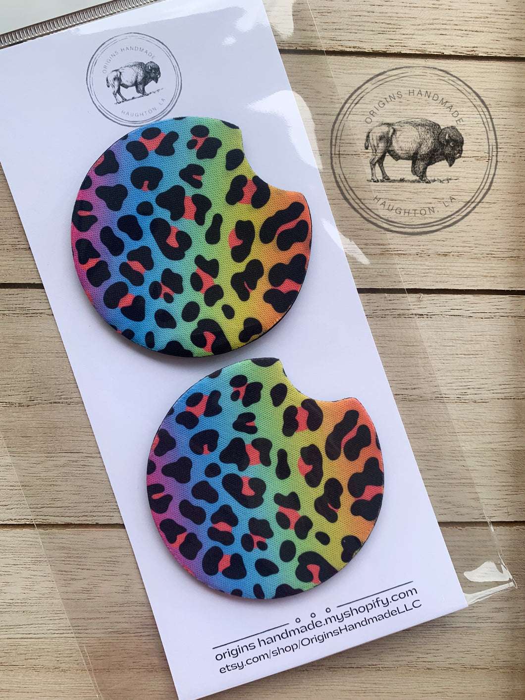 Colorful Leopard Car Coasters