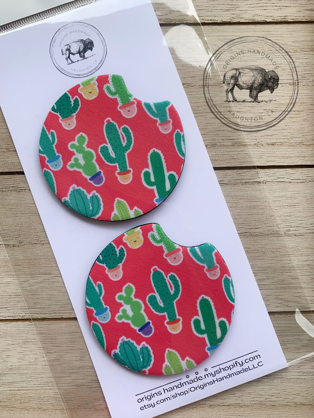 Pink Cactus Car Coasters