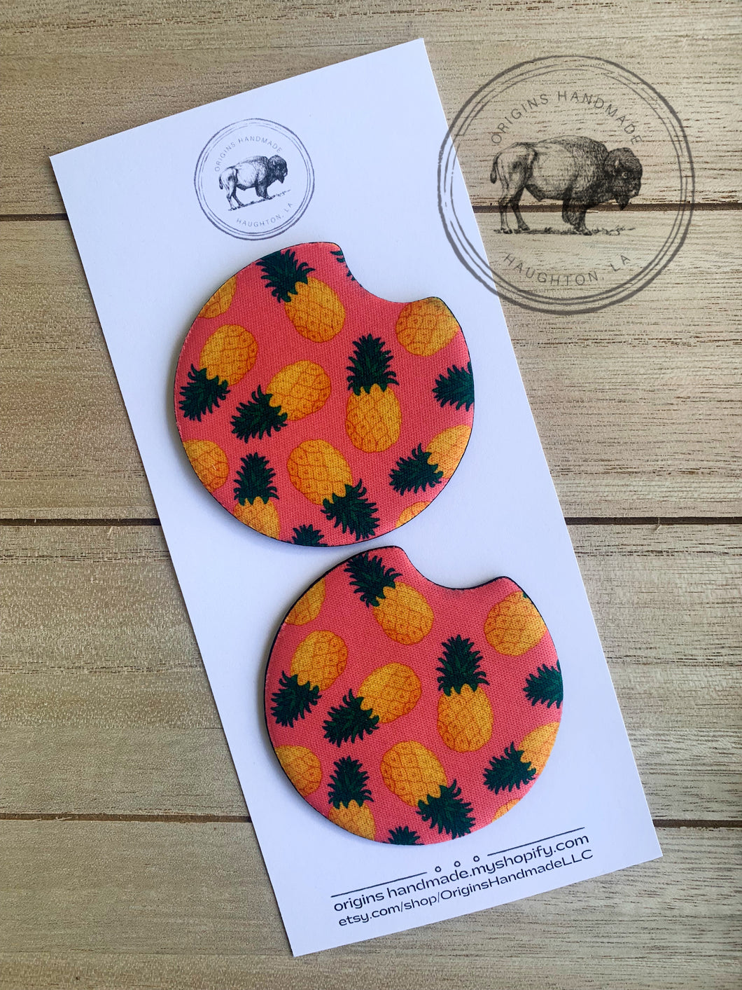 Pink Pineapple Car Coasters