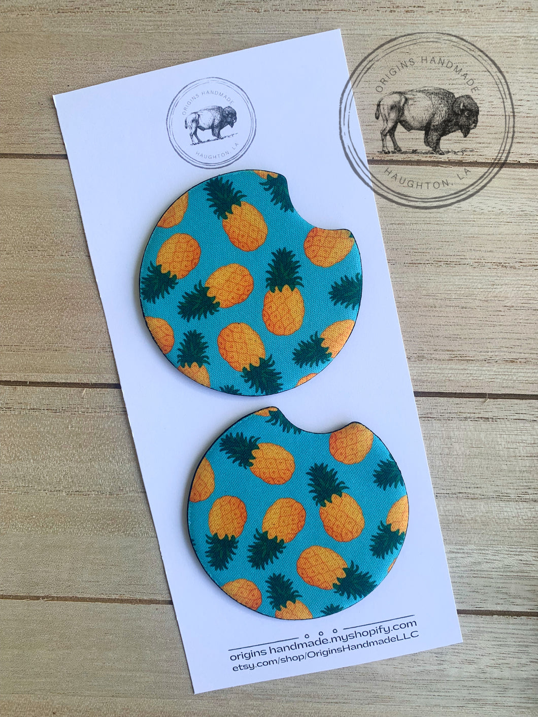 Turquoise Pineapple Car Coasters