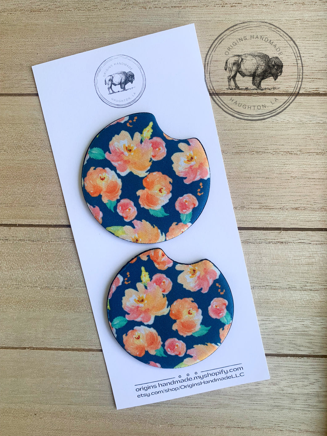 Blue Floral Car Coasters